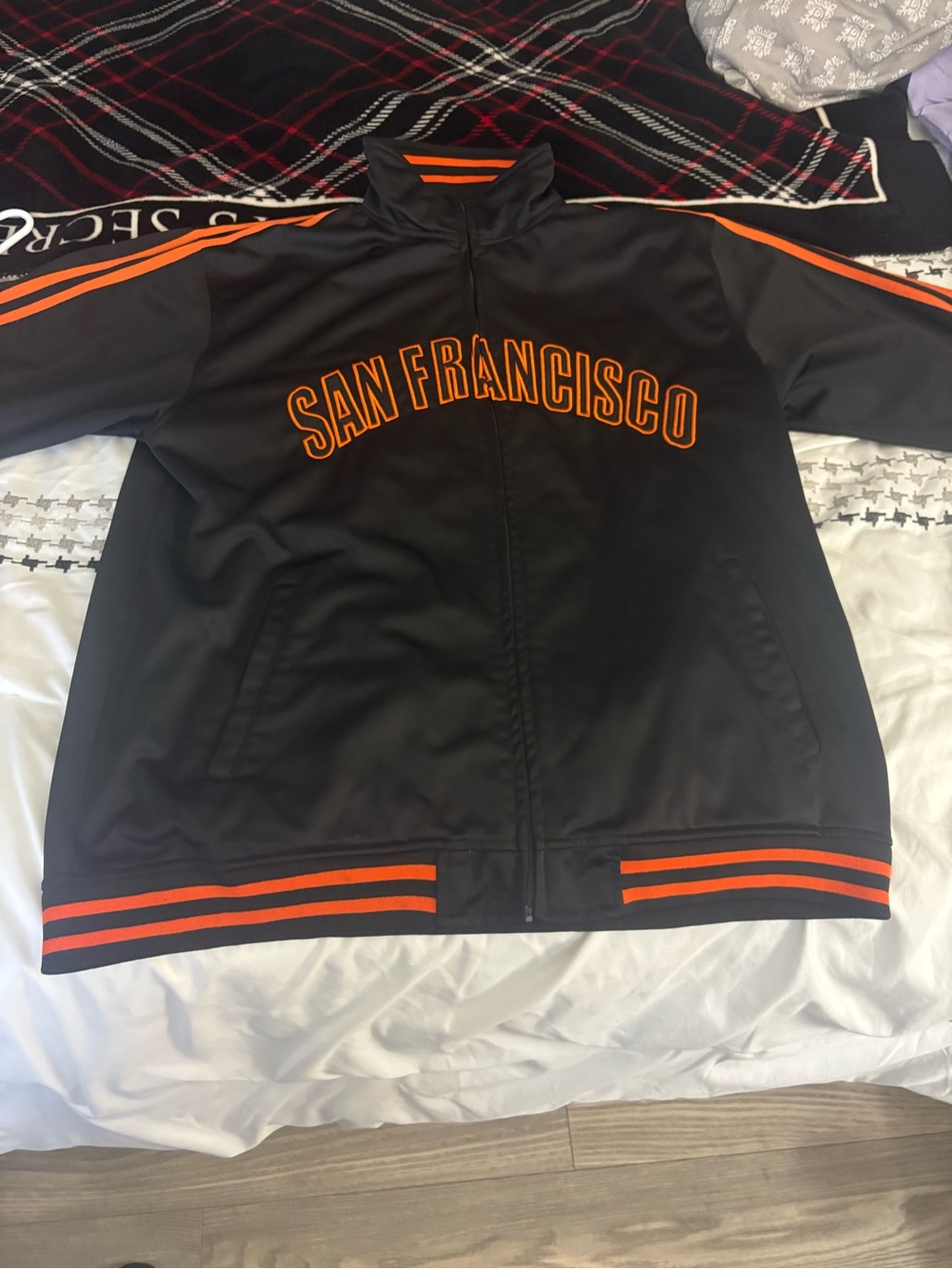 San Francisco Men's Black & Orange Zip-Up Track Jacket